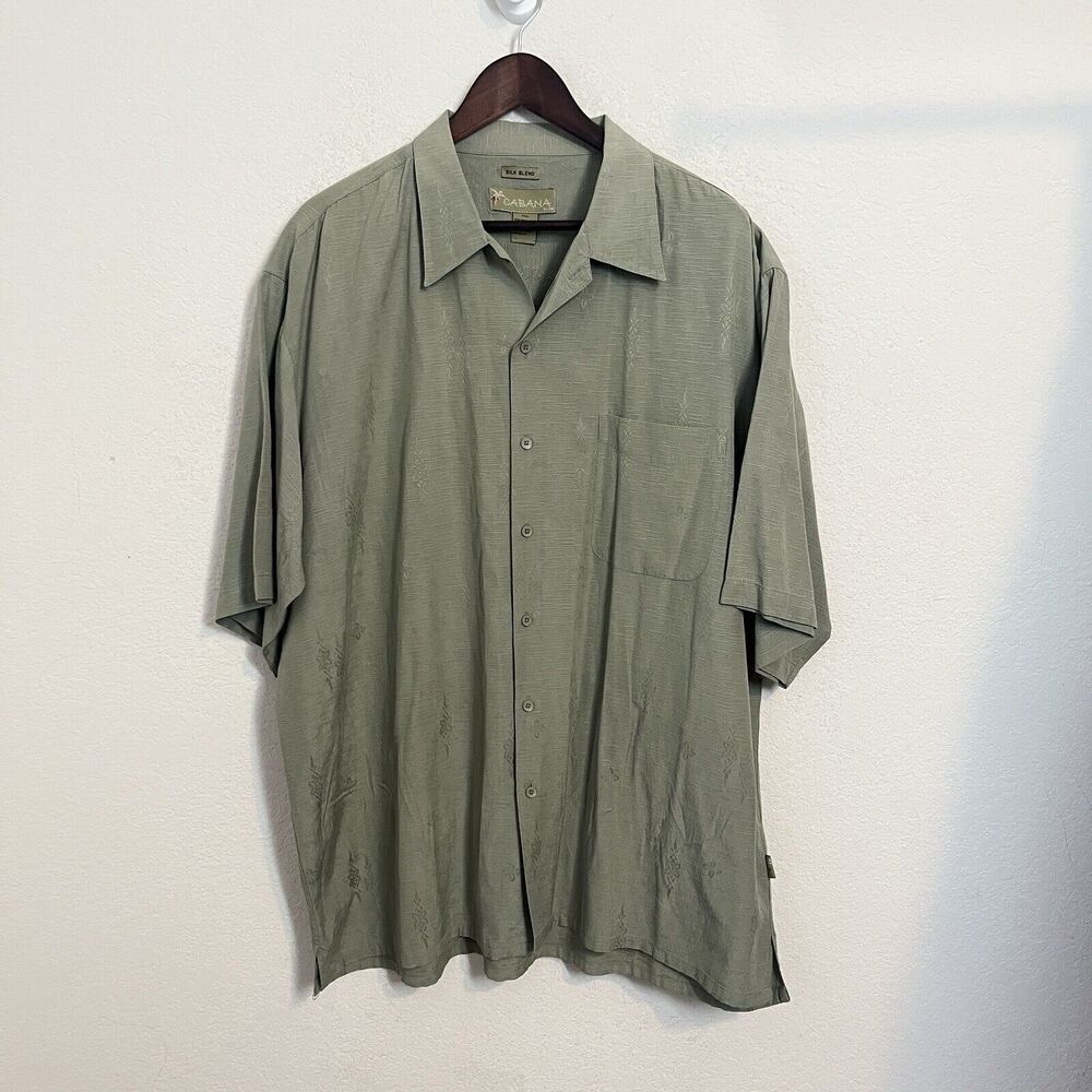 Cabana Men’s XXL Silk Blend Button Down Shirt Embroidered Relaxed Lightweight - Picture 1 of 5